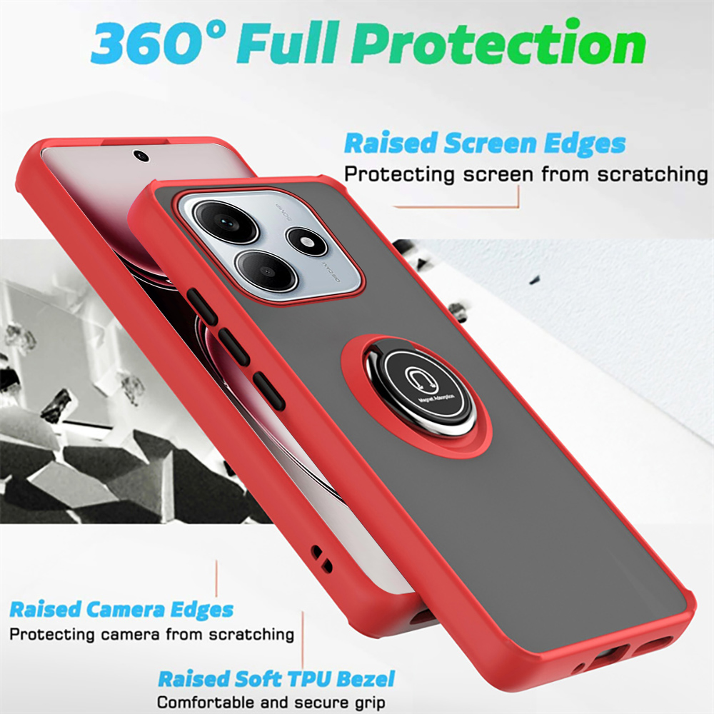 Relaxtoo For Xiaomi Redmi Note 14 5G Ring Holder Back Cover Shock Absorption Bumper Shell For Redmi Note14 Soft TPU Case. 
