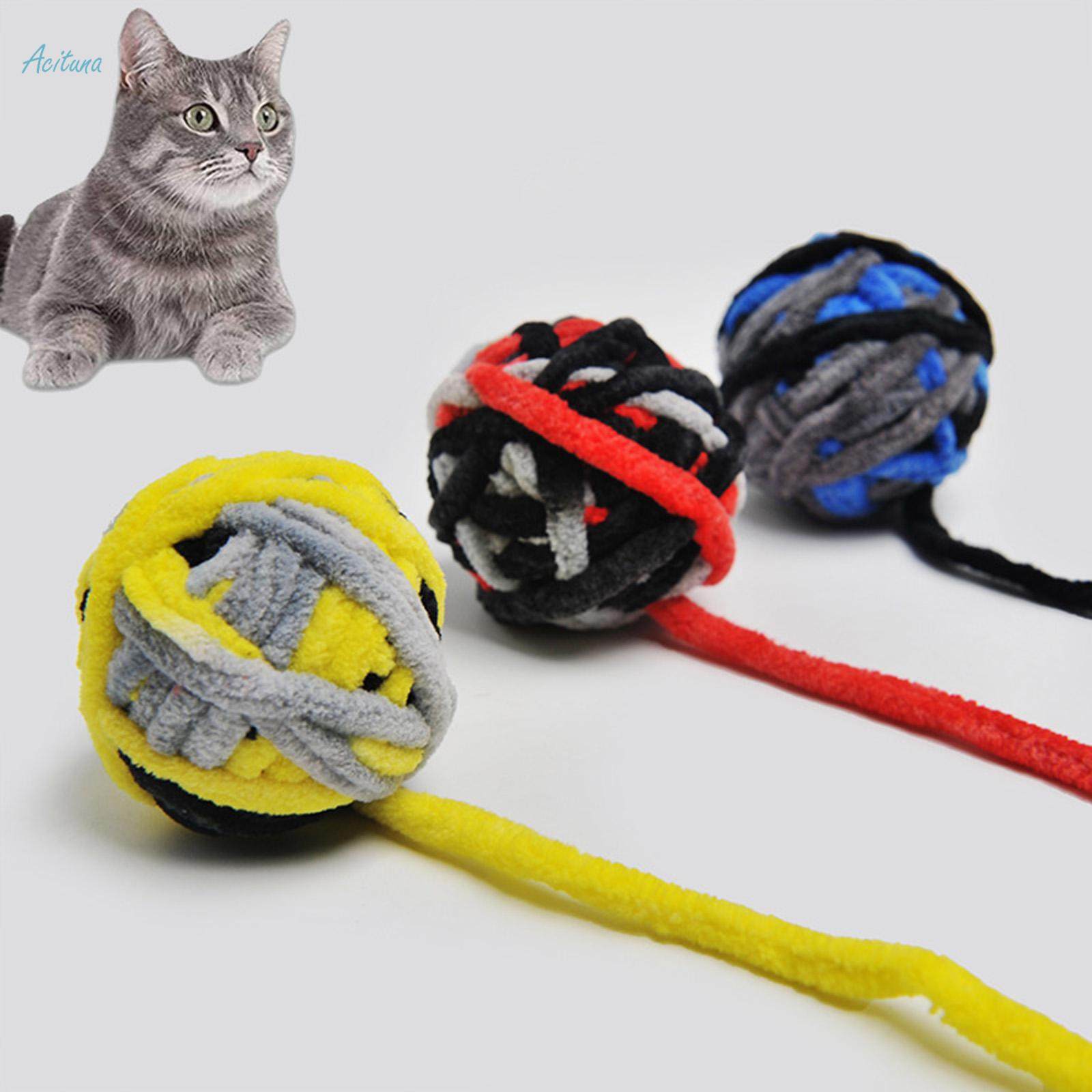Toy Dog Squeaky Toys Pompom Balls Training Plush Scratching Balls Fuzzy Interactive Cat Toys Cat Fuzzy Balls for Kitty Kitten Puppy. 