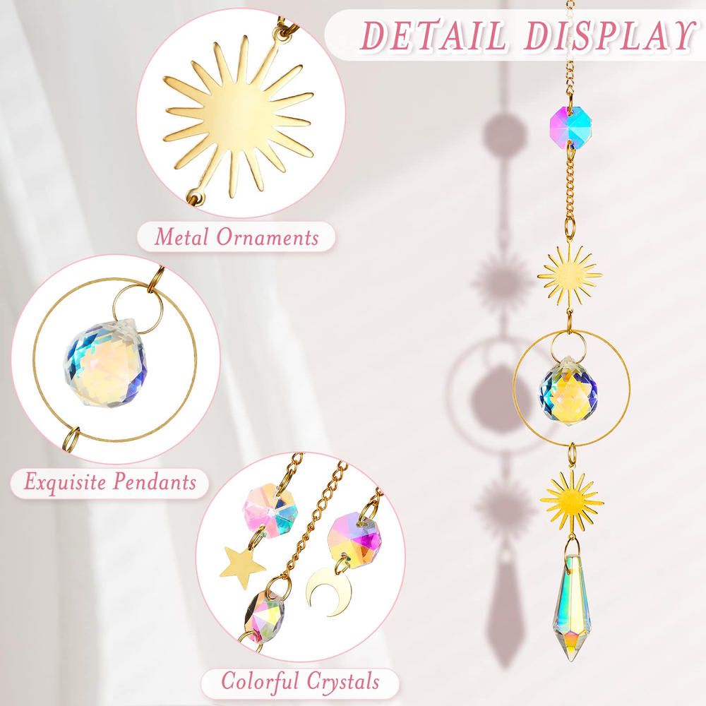 Sun Catchers Good Quality 40cm Colorful Crystals Light Shadow Wind Chime for Home Bedroom. 