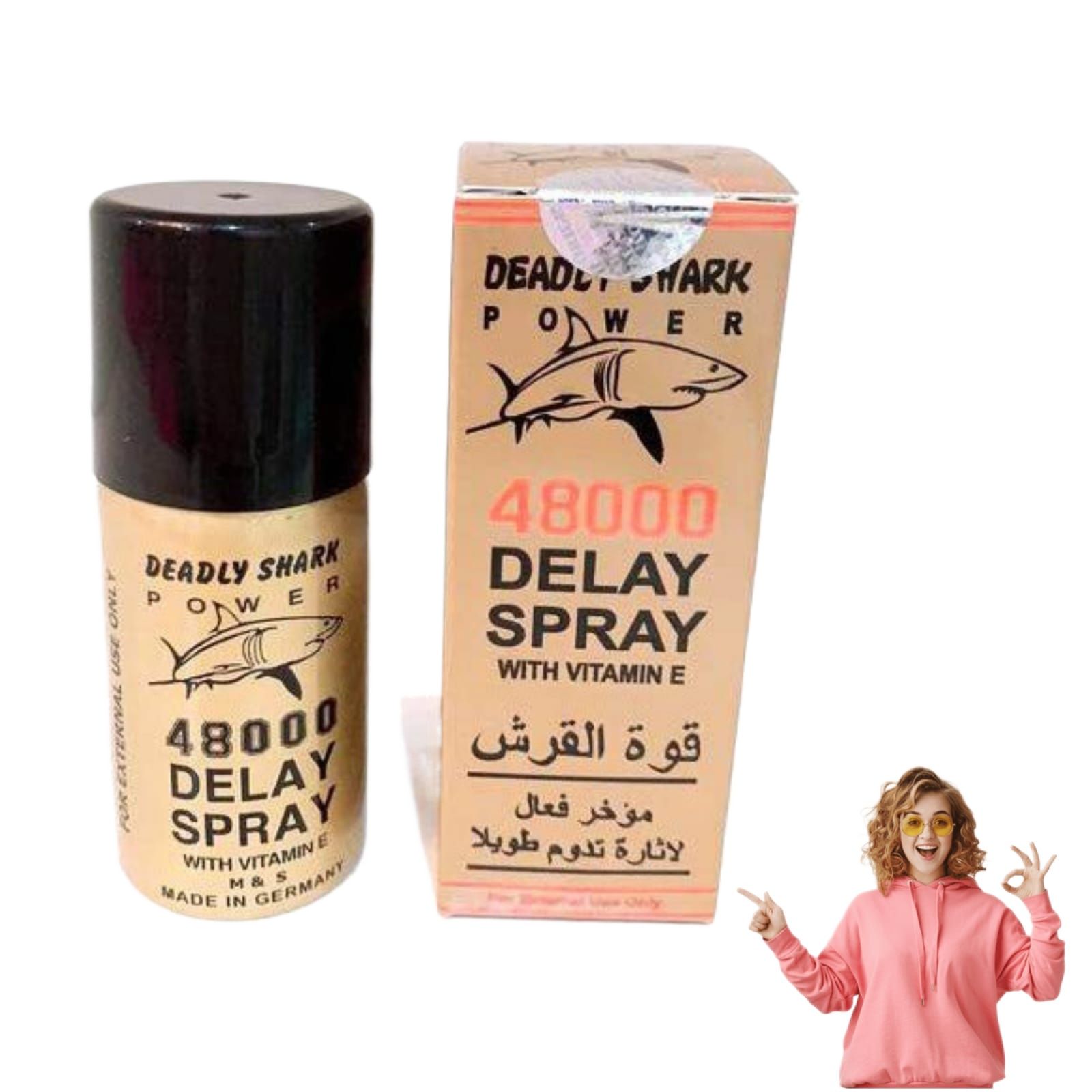 18+ Delay Spray Long Time Delayed Spray Deadly Shark 48000 Strong Men's Delay, Long Time Spray with Extra Vitamin E Advance Formula Made In Germany Viga Deadly Shark Power. 