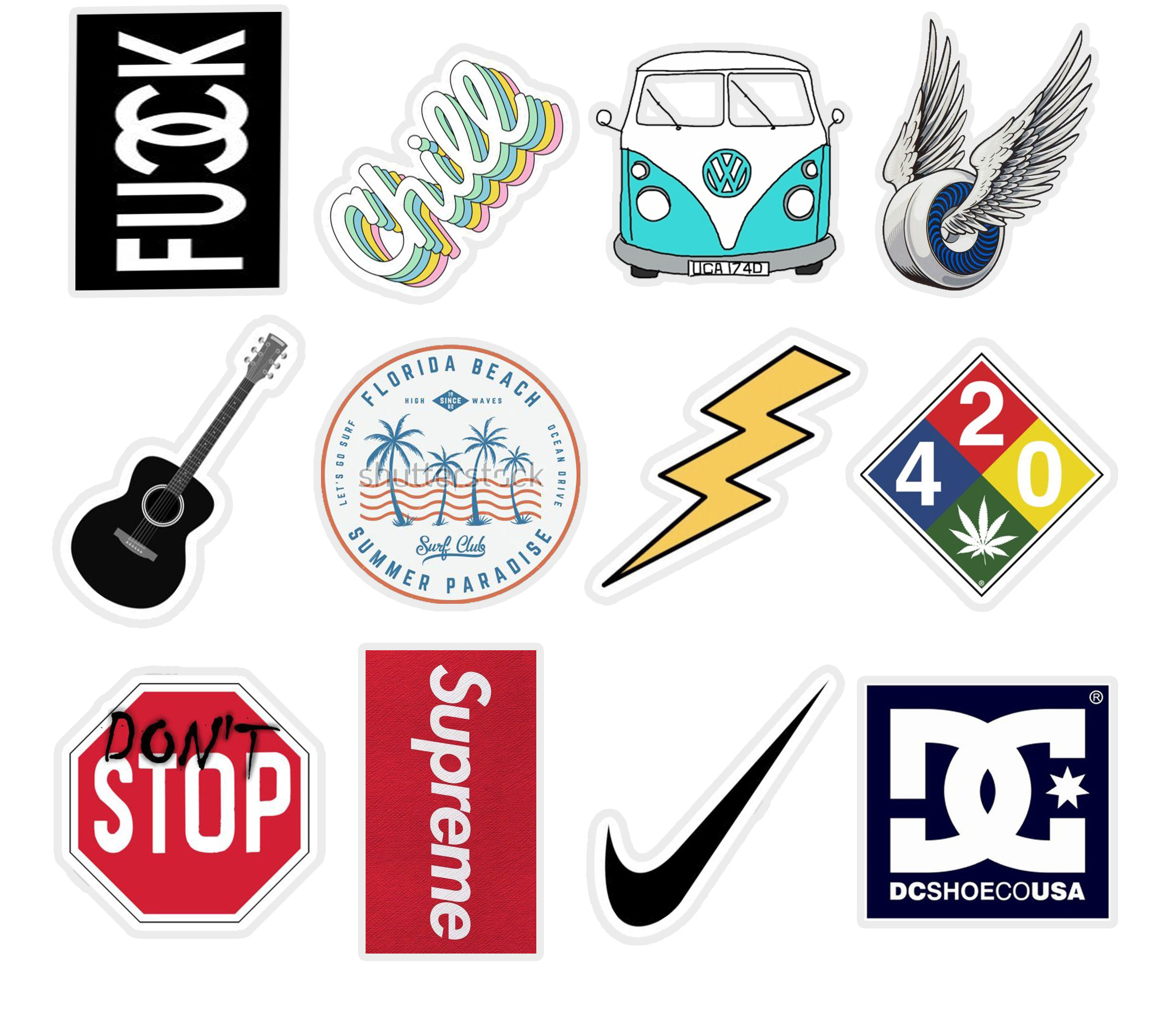 20/40pcs Fashion Brand Stickers Logo Signs Symbols Stickers for Laptop Scrapbook Journal Kids Girls Boys Stickers. 