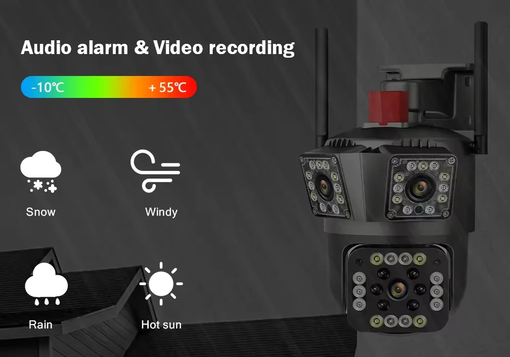 ITECH 8MP PTZ 4G 4K Dual Lens Screen SIM Camera Outdoor Three Screens Protection Motion Detection Outdoor IP CCTV Survalance Cameras. 