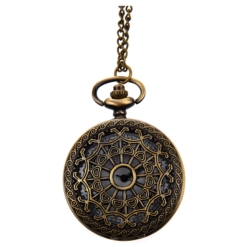 【ThinkWay】Retro Antique Bronze Spiderweb Pattern Pocket Watch Quartz Clock Necklace Pendant. 