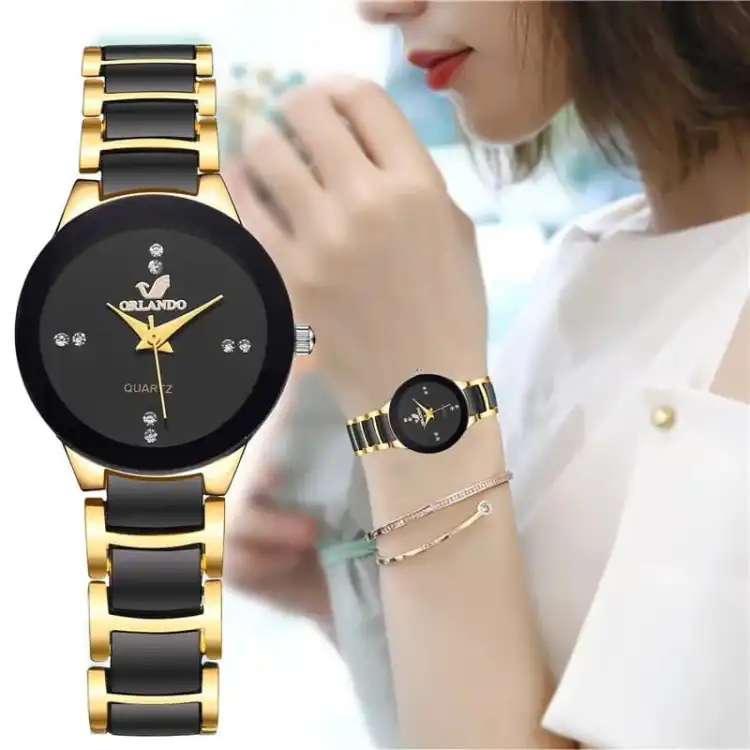 Rado Women Gold And Black Watch For Ladies