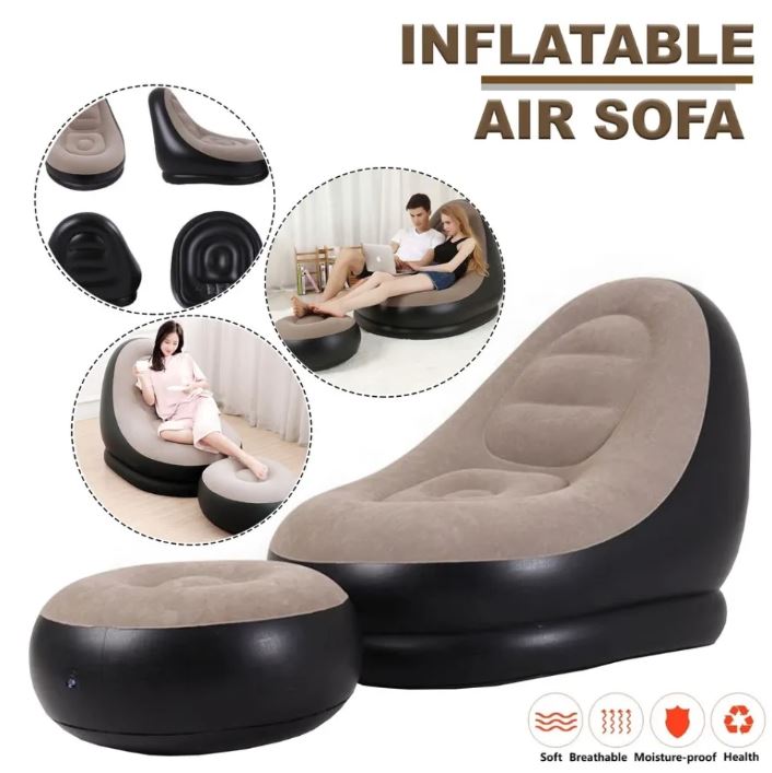 INTIME YT-125 Premium Inflatable Ultra Lounge Relaxing Air Sofa Seat Chair With Small Foot Rest Lounge