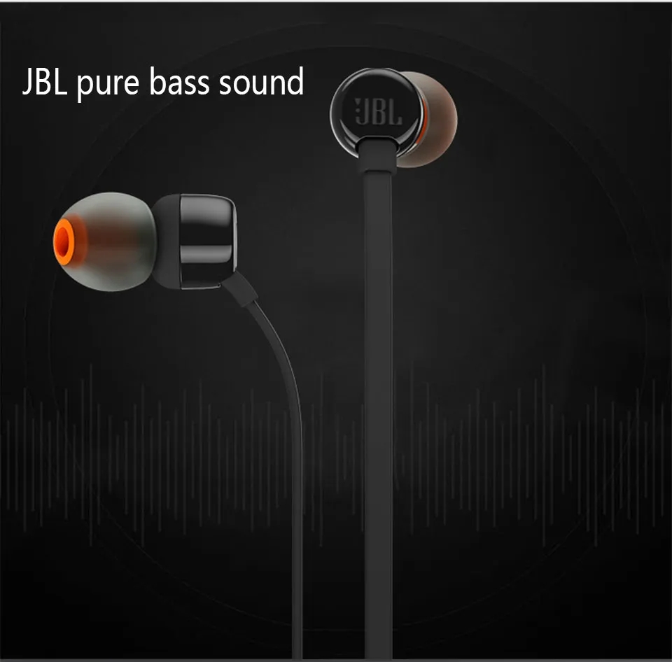 JBL T110 3.5mm Wired Earphones Stereo Music Deep Bass Earbuds TUNE110 Headset Sport Earphone In-line Control Hands-free With Mic. 