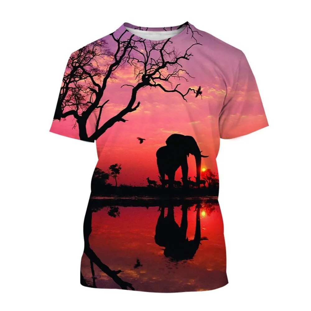 Funny Elephant T-Shirts Animal 3D Print Streetwear Men Women Casual Fashion Oversized T Shirt Kids Boys Girls Tees Tops Clothing. 