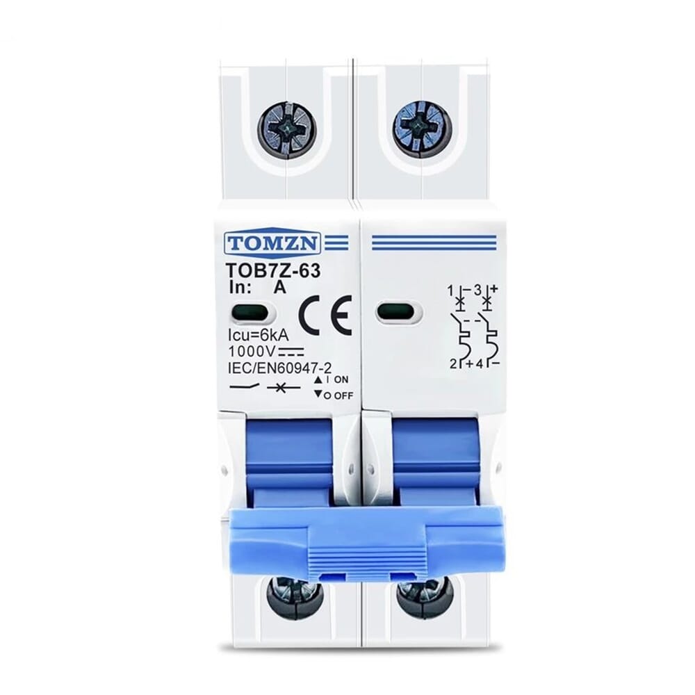 Trip switch [20A/32A] TOMZN MCB DC 2P 1000V C20 20A - C32 32A Circuit Breaker Solar Panel