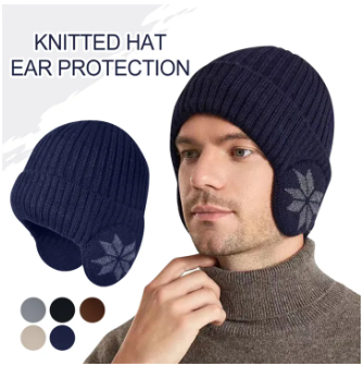 Fashion Winter Warm Woolen Hat with Fleece Ear Flaps, One Size. 