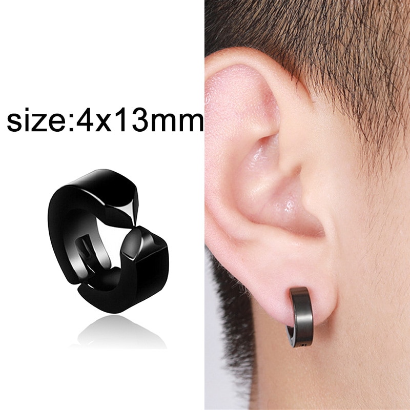 【ZIME】New Popular 1 piece Stainless Steel Painless Ear Clip Earrings For Men/Women Punk Black Non PiercingEarrings Jewelry Gifts. 