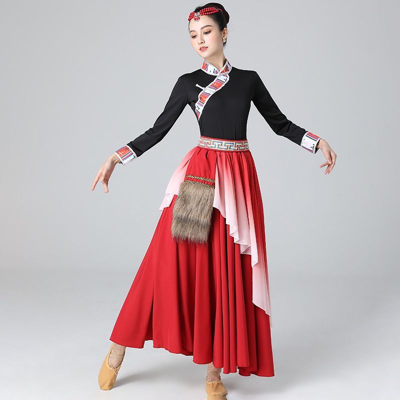 2023New Tibetan Dance Costume Men and Women Tibetan Long White Silk Sleeves Performance Costumes Mongolian Ethnic Performance Wear. 