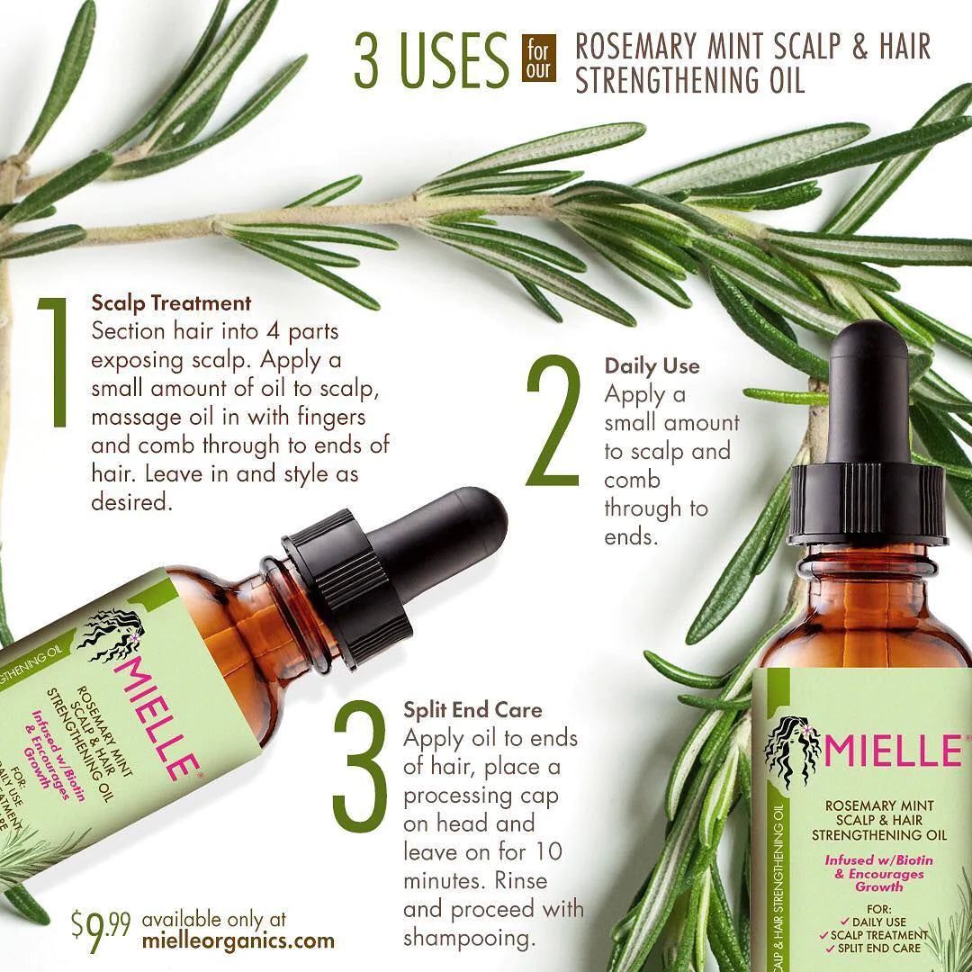 MIELLE ROSEMARY MINT SCALP AND HAIR STRENGHTENING OIL. 