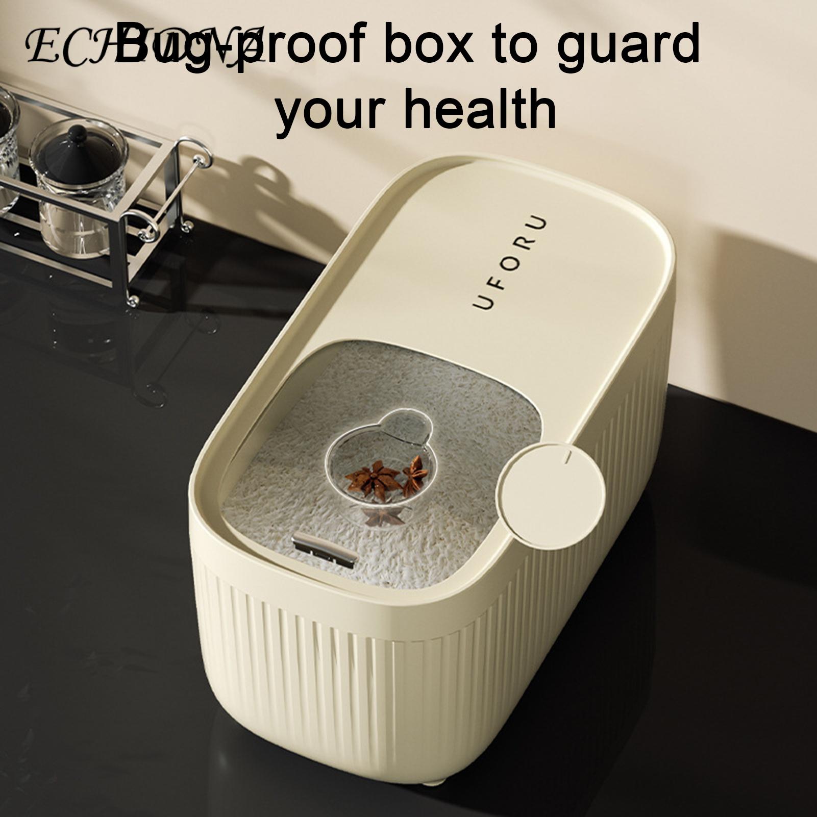 Large Capacity Rice Container 1pc Rice Container Clear Visible Dustproof Lid Large Capacity Airtight Flour Bean Cereal Grain Food Storage Box Holder Bin Kitchen Supplies Rice Storage Box. 