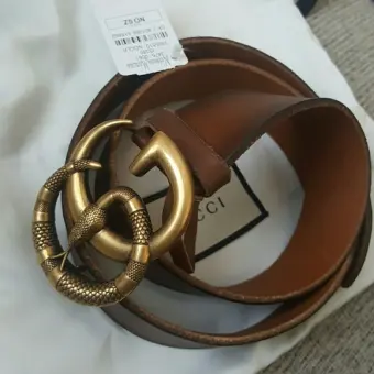 gucci leather belt with double g buckle with snake