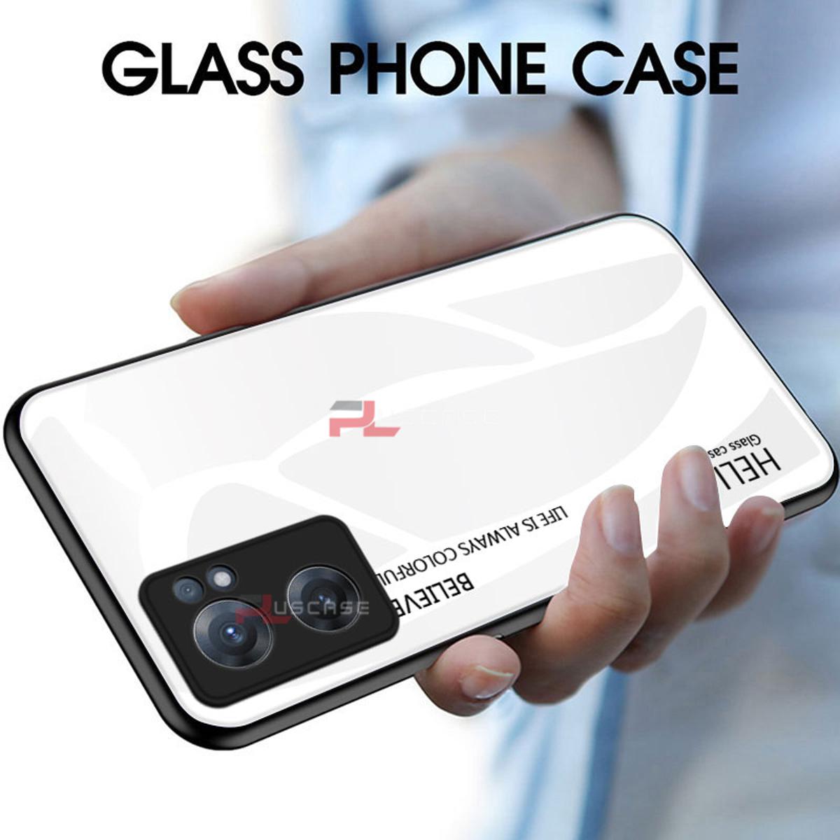 PlusCase for OnePlus Nord CE 2 5G Case Glass Hard Gradient Painted Shockproof Phone Back Cover