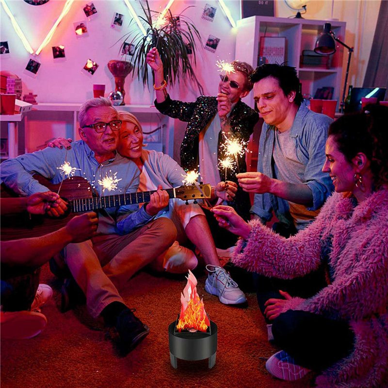 4X LED Fire Flame Effect Light Artificial Electric Flicker Campfire Lamp Party Decor Supplies for Bar Home, US Plug. 