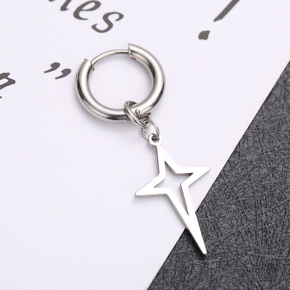 【WEJA】hikaw for men stainless steel earrings Temperament Simple Dangle Earring Female Male Stainless Steel Gift Fashion Jewelry Clip Earring Men Hoop Earring Cross Star Dangle Earring Korean Style Ear Cuff. 
