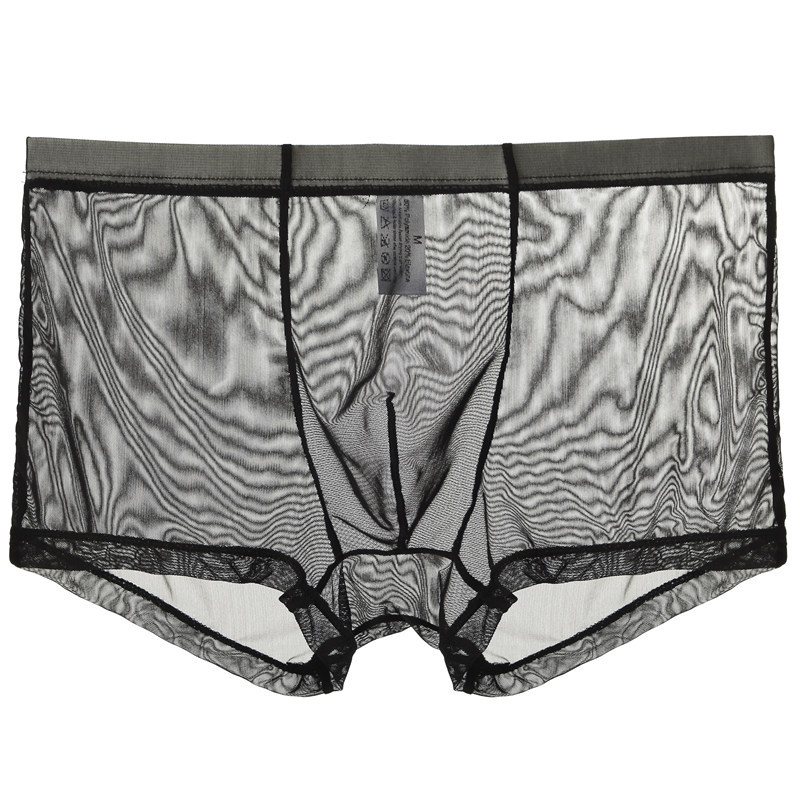 BZEL Men's Panties Big Size Thin Transparent Underwear Mid-waist Mesh Boxer Breathable Nude Youth Boxer. 