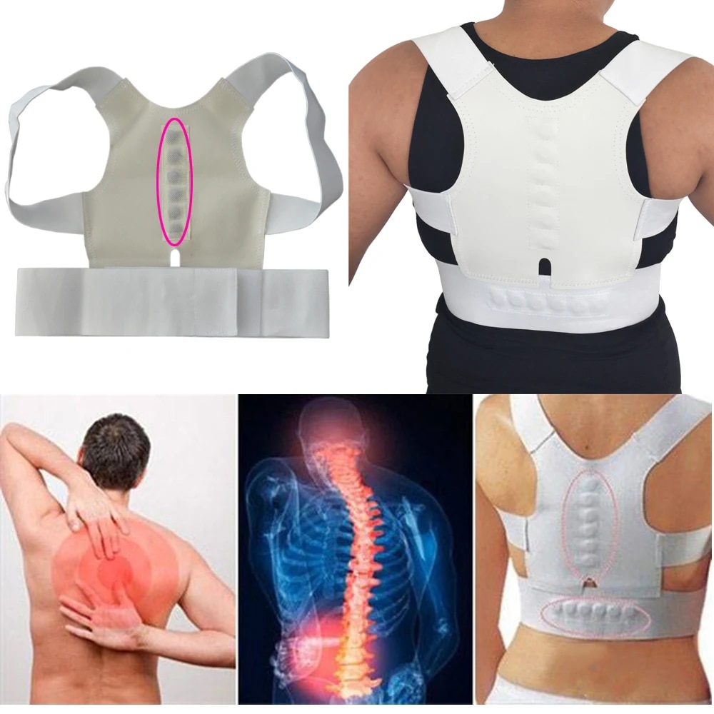 Magnetic Posture Corrector Corset Back Correction Shoulder Brace Lumbar Support Straight Pain Relief for Child Adult UniHats & Caps