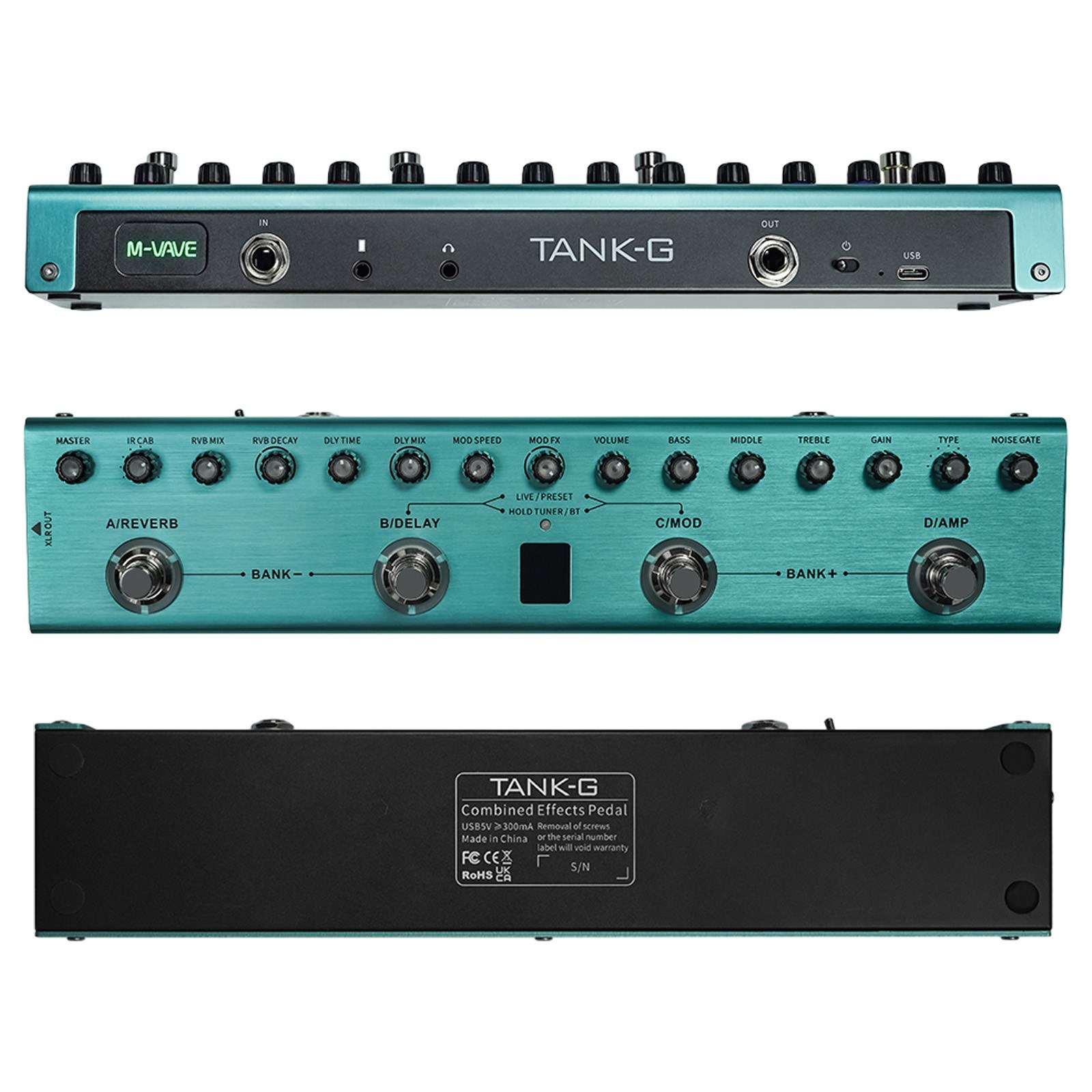 M-VAVE TANK-G Guitar Multi Effects Pedal 3 Band Equalizers XLR Balanced Output 3 Delays 3 Reverbs Guitar Effects Pedal. 