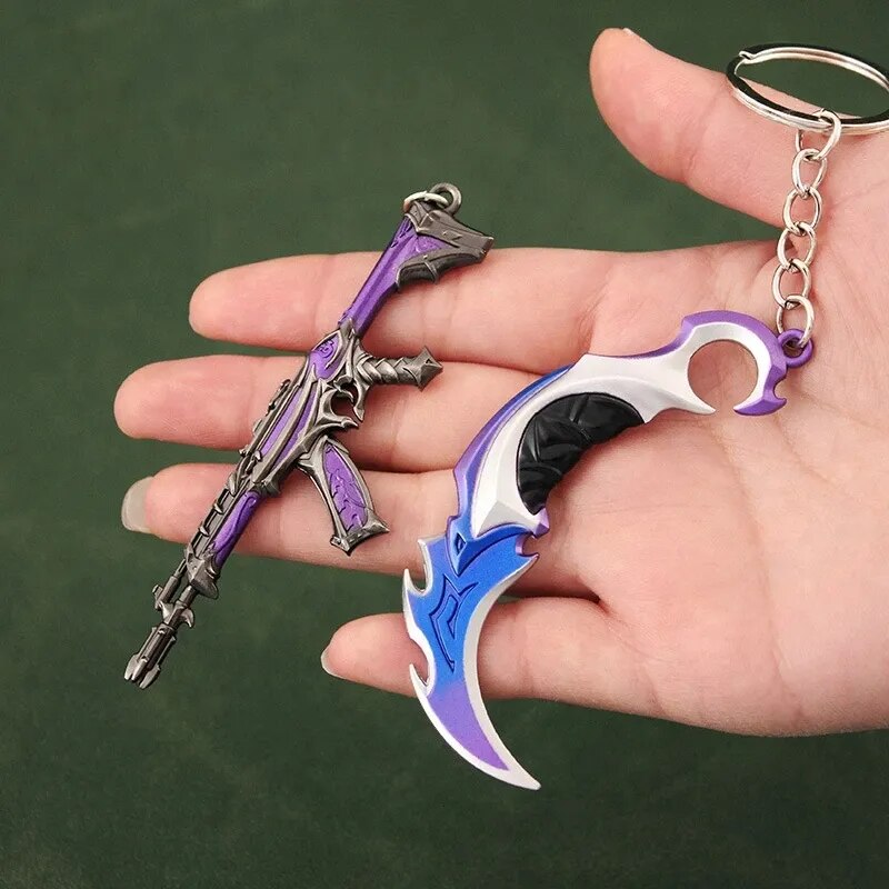 Valorant Melee Reaver 2.0 Karambit Keychain Game Peripheral M4 Samurai Model Metal Key Ring Pendant Jewelry Male Gift. 