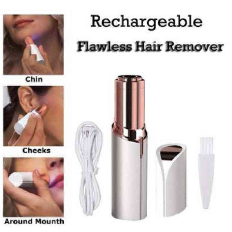 Women's Lipstick Shape Rechargeable & Battery Mini Portable Electric Flawless Painless Facial Epilator Hair Removal Tool.. 