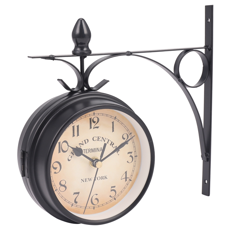 European-Style Double-Sided Wall Clock Creative Classic Clocks Monochrome. 