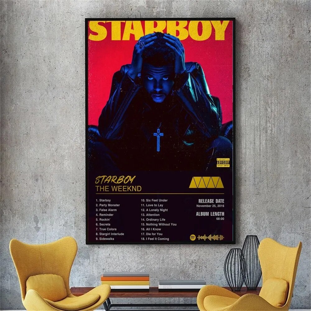 【NEW】 The Weeknd Starboy Poster No Framed Poster Kraft Club Bar Paper Vintage Poster Wall Art Painting Bedroom Study Stickers. 