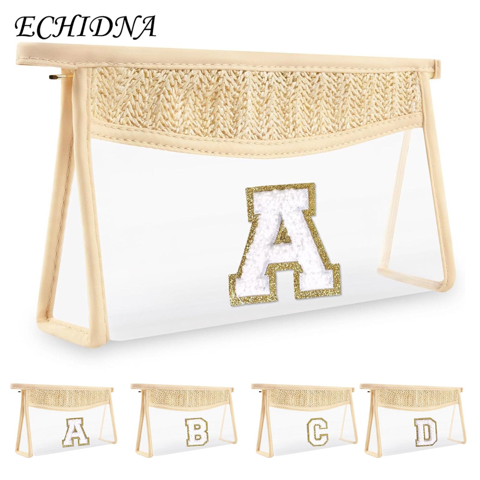 Travel Essentials Organizer Bag Custom Initial Letter Clear Makeup Pouch Large Capacity Travel Toiletry Bag for Beach amp Vacation Personalized Zipper Closure Cosmetic Organizer Cosmetic Bag. 
