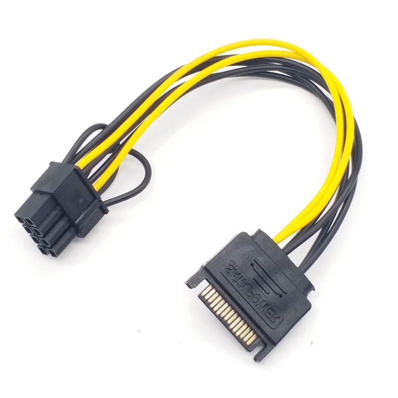 5PCS 15Pin SATA Male to 8Pin(6+2) PCI-E Power Supply Cable 20cm SATA Cable 15-Pin to 8 Pin 18AWG Wire for Graphic Card. 