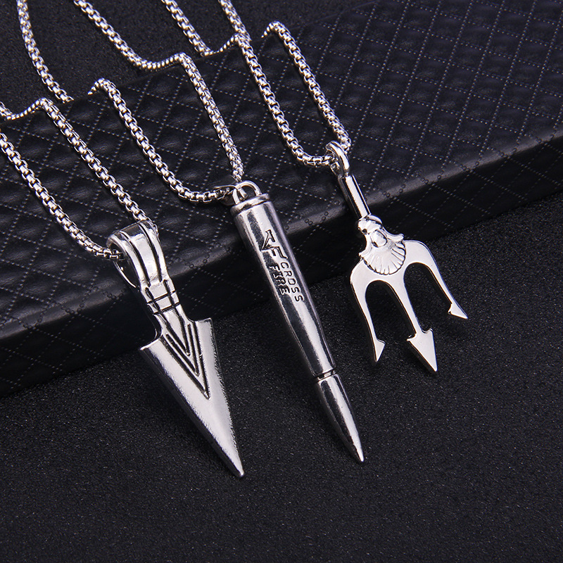 BAC Men's Necklace Hip Hop Punk Trident Pendant. 