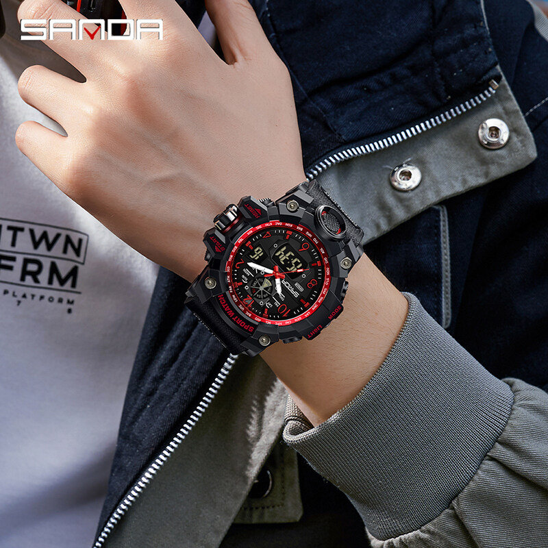 【Miga Plaza】 Sports Brand Fashion Watch Men LED Digital Quartz Watch Men Top Luxury Multi-Function Analog Digital Watch Waterproof Watch. 