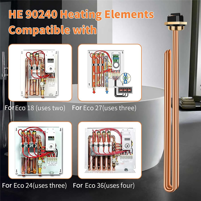 9000W 240V HE90240 Heating Elements for Electric Water Heater for Eco 18 24 27 36 for Electric Tankless Water Heater Durable Easy to Use. 