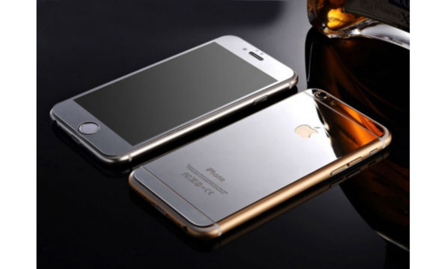 Appl iPhon 4S / 4 / 4G Premium 3D (Front + Back) Diamond Pattern Mirror Tempered Glass - Screen Protector. 