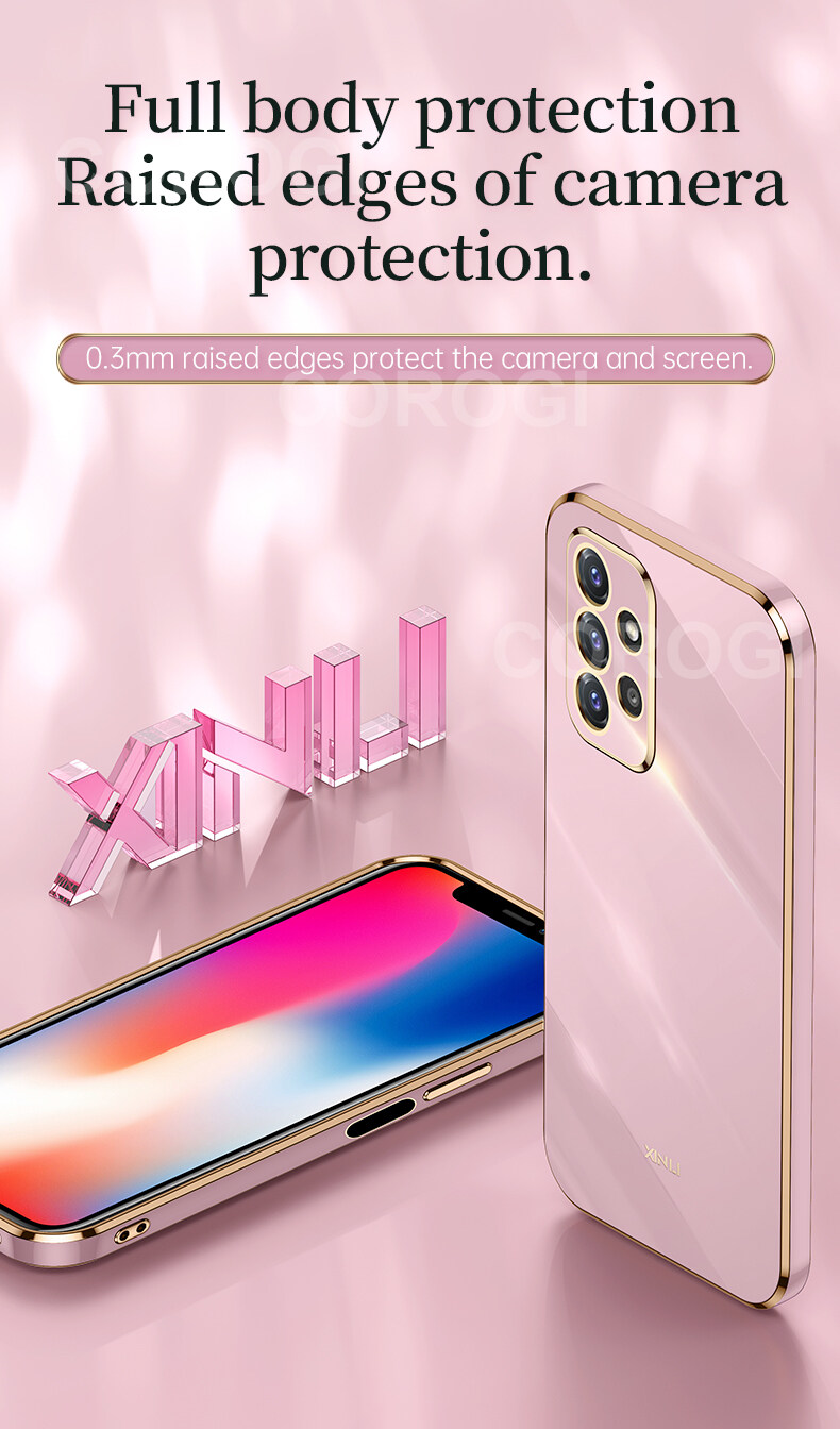 For Samsung Galaxy A32 4G Back Cover Fashion Shiny Plating Square Bumper Camera Protection Case Soft Silicone Shockproof Protective Mobile Phone Cases. 