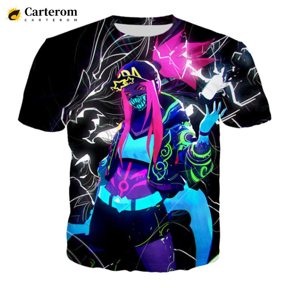 Men Women 3D Print Akali T-shirt Fashion Game League Of Legends T Shirt Casual Harajuku Style Tshirt Streetwear Tops
