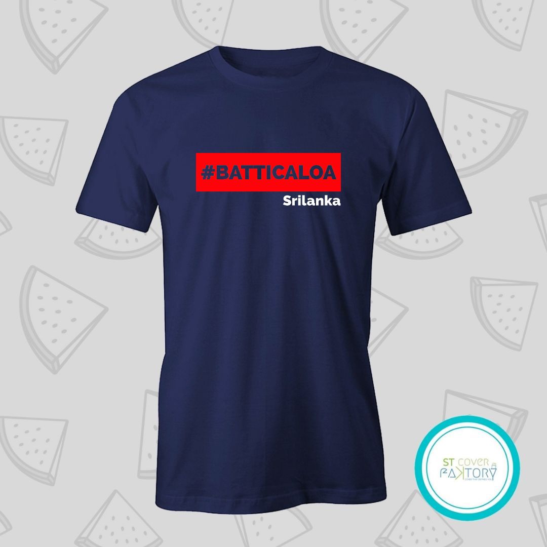 Batticaloa blue Tshirt  unisex  men  women   tees  designer tees  crew neck  silver white  red  blue  black. 