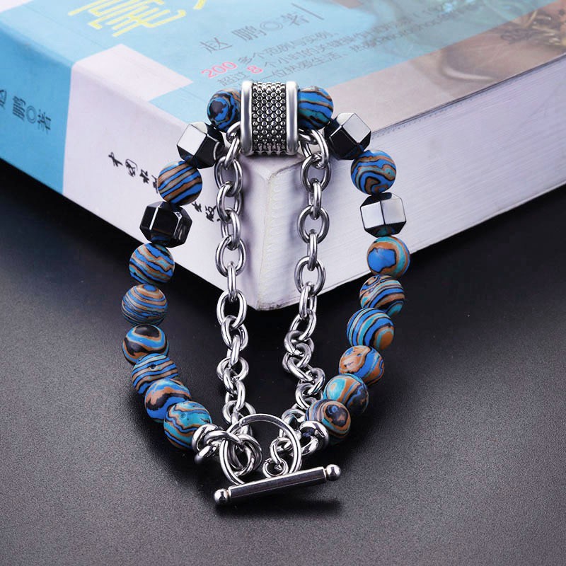 Malachite Beads Bracelets Chain Punk Yoga Chakra Beaded Bracelets for Men Women Fashion Jewelry. 