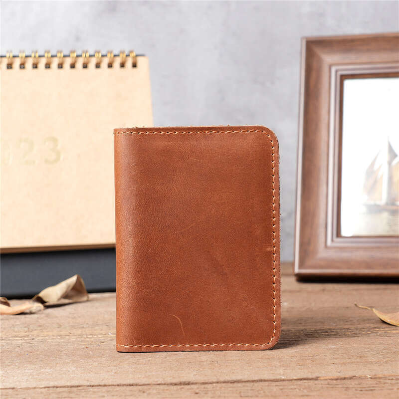 1088 Men's and Women's Genuine Crazy Horse Skin Head Layer Cow Leather Bag Wallet Pocket Simple Ultra thin Multi Card Space Large Capacity. 