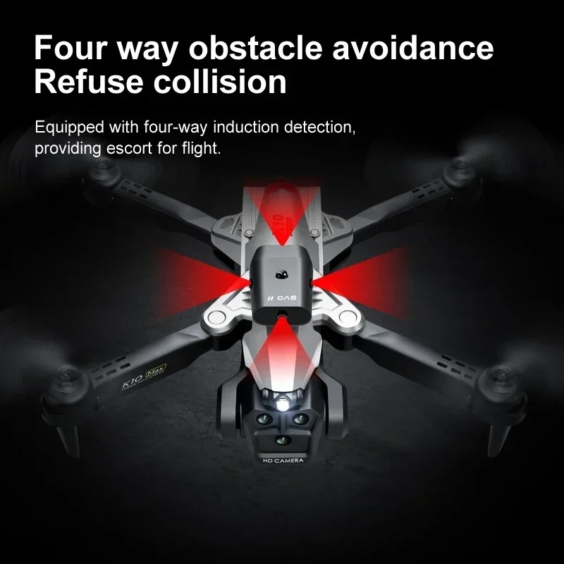 OBSTACLE K10 Max Drone 4k HD Three Camera Four Way Obstacle Avoidance. 