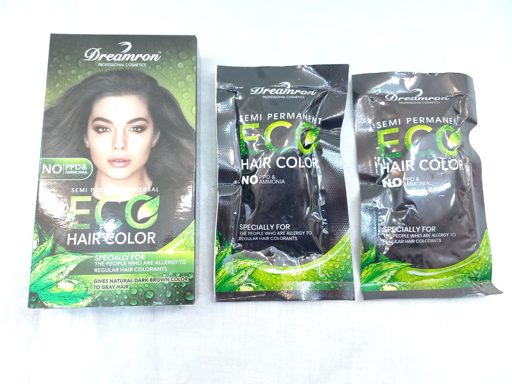 Dreamron No PPD Non- Allergic Semi Permanent Herbal ECO Hair Color (15gX4=60g). 