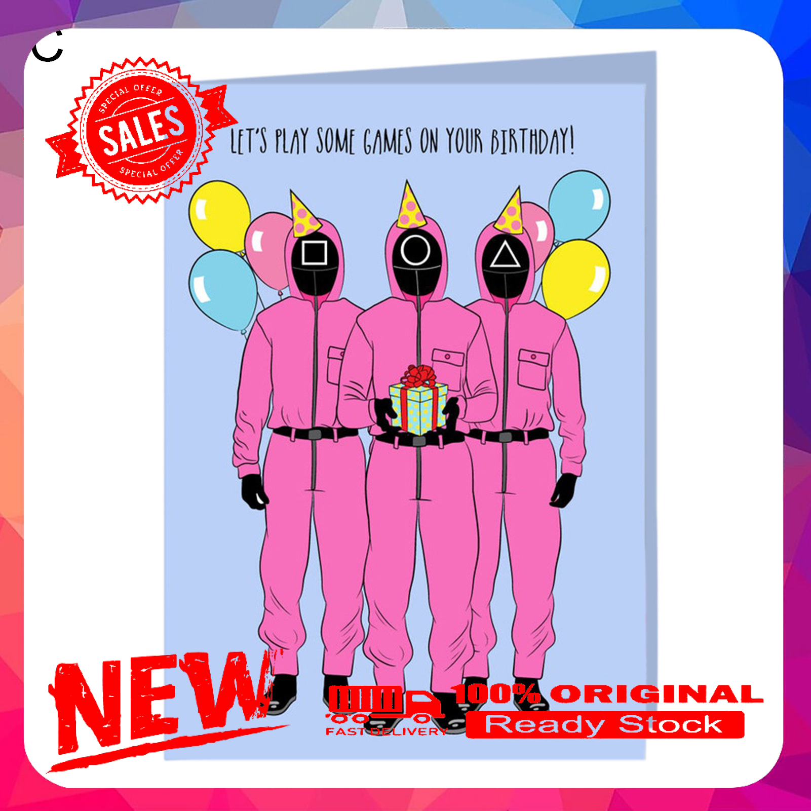 Bright-colored Paper Greeting Card Foldable Beautiful Squid Game Theme  Holiday Card for Party: Buy Online at Best Prices in SriLanka | Daraz.lk
