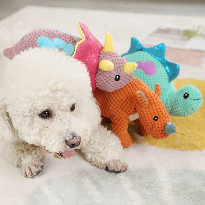 32cm Pet Dog Plush Squeaker Toy Puppy Plush Sound Animal Shape Molar Toys for Small Medium Big Dogs, Dinosaurs. 