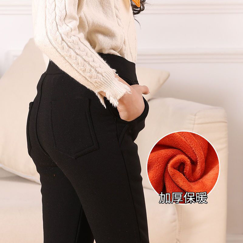 Girls' Winter Leggings Fleece-Lined Thickened Winter Wear Trousers Children's Wear Imitation Denim Pencil Warm Pants. 