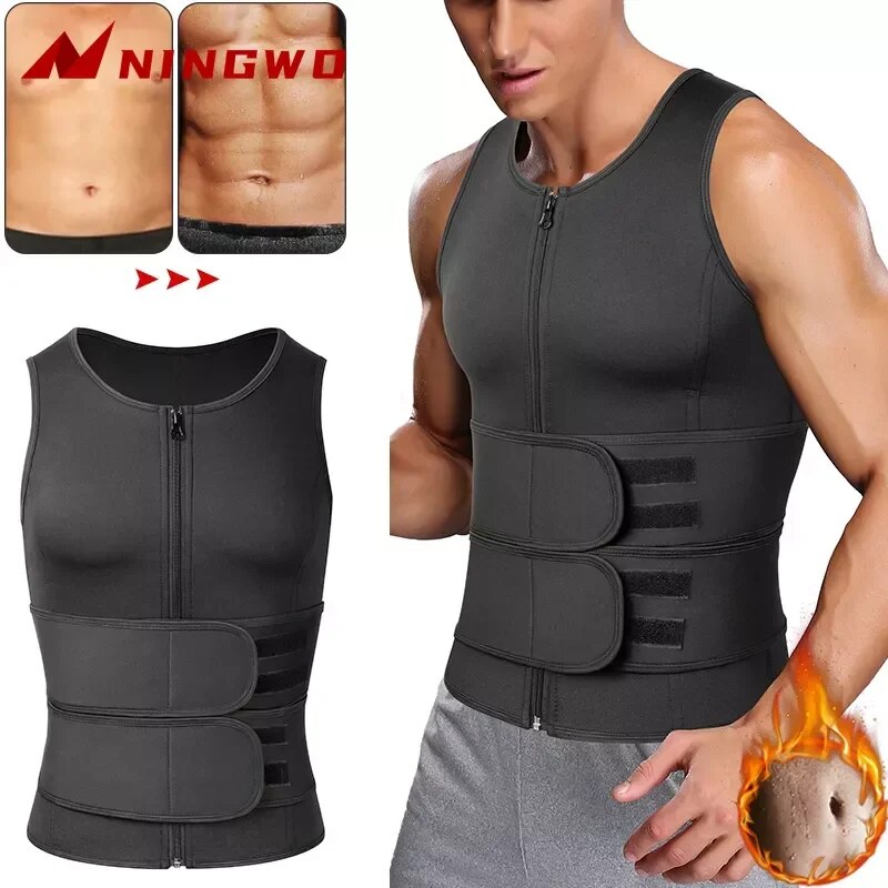 Men Waist Trainer Sauna Vest Fitness Corset Abdomen Slimming Body Shaper Belly Reducing Shapewear Burn Fat Shirt Trimmer BeltHats & Caps