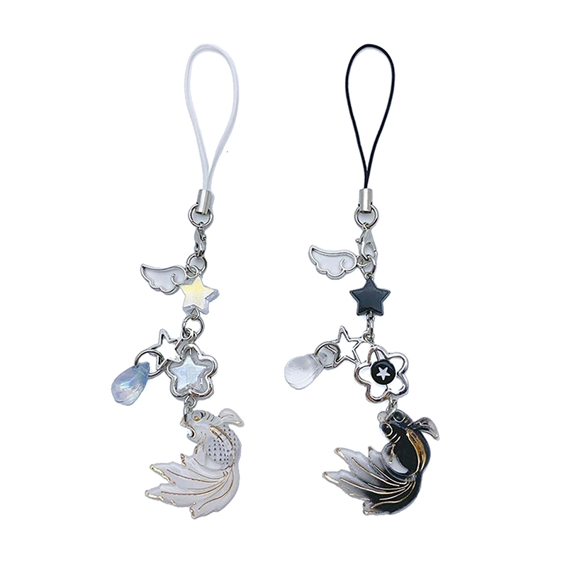 Chinese Style Koi Star Beaded Key Chain Lucky All-match Phone Straps Lanyards Bag Pendant Charms Car Key Jewelry Accessories Luolong. 