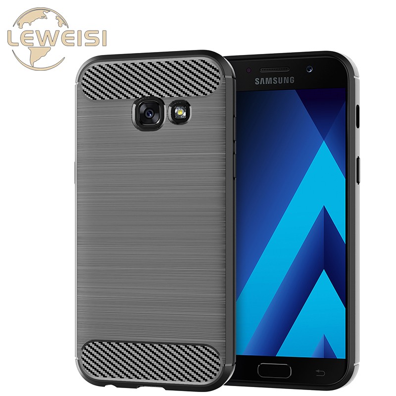 Leweisi Carbon Fiber Bumper Phone Case For Samsung Galaxy A5 2017 Back Cover Coque Shockproof Protective. 