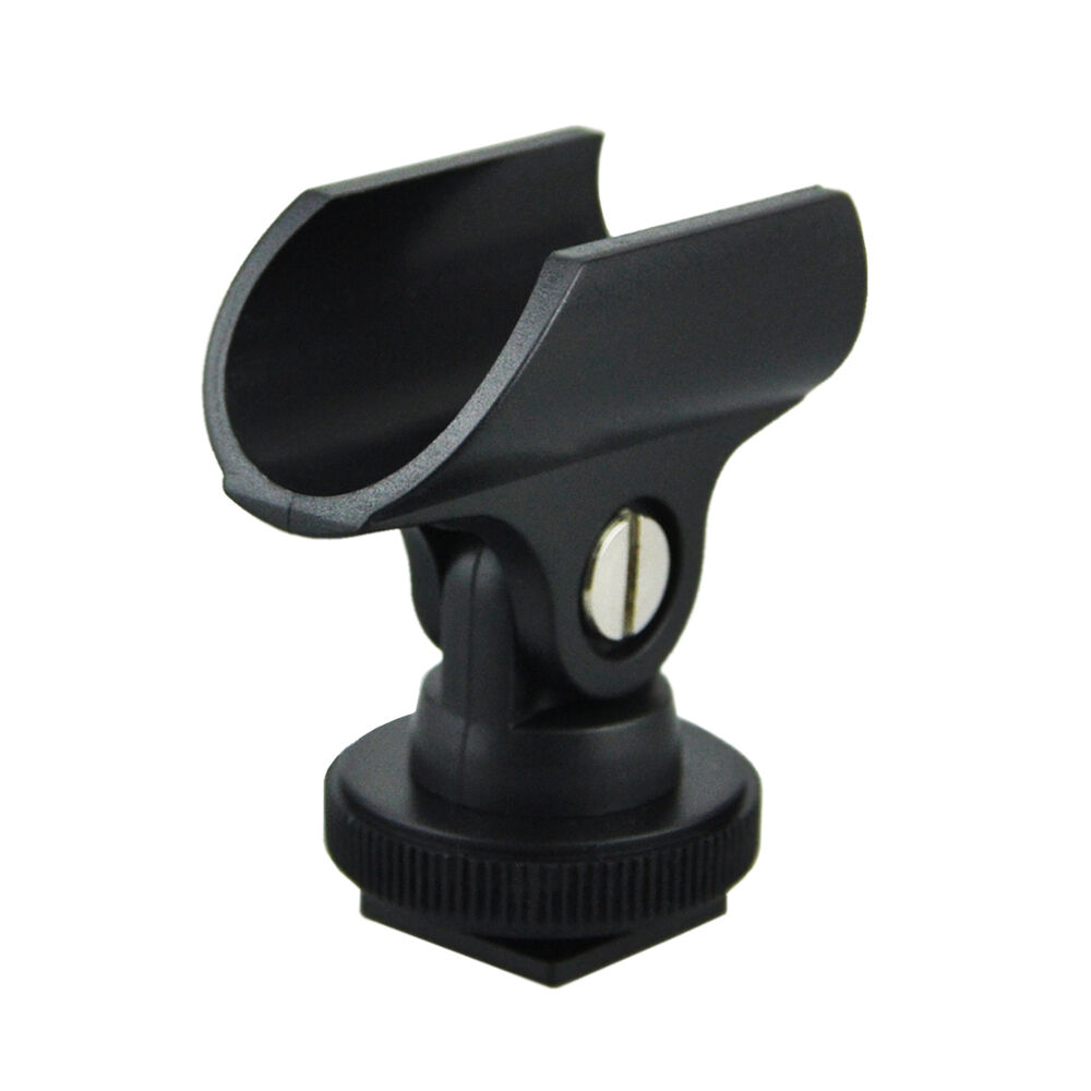 Microphone Clip Stand 19mm Plastic Mic Holder Clip with Hot Shoe For DSLR Camera