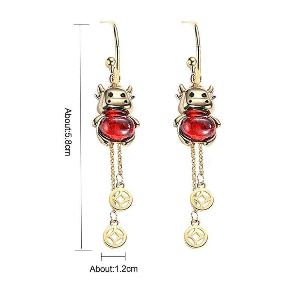 【ALLGOOD】1Pair Earrings Cow Shape Wedding Jewelry Rhinestone Ladies Dangle Earrings for Birthday Pary Earrings Wedding Jewelry Dangle. 