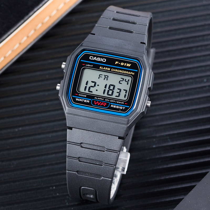 (සූදානම් තොග) G-Shock පිරිමි ඔරලෝසු ඩිජිටල් ක්‍රීඩා ඔරලෝසු LED සංදර්ශක ජල ප්‍රතිරෝධී කම්පන සහ ජලයට ඔරොත්තු නොදෙන ලෝක කාල LED ඔටෝ ලයිට් ස්පෝර්ට්ස් වර්ග මැණික් කටු ඔරලෝසු F91W-1. 